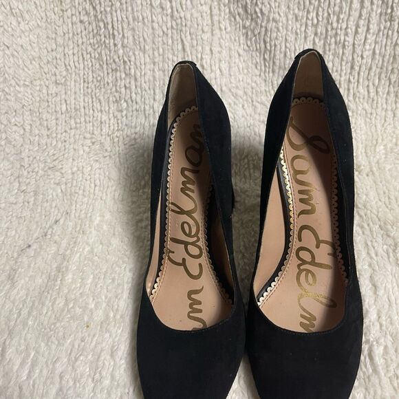 Sam Edelman Black Suede slip on  Heels block heels SZ7.5 - Picture 9 of 10
